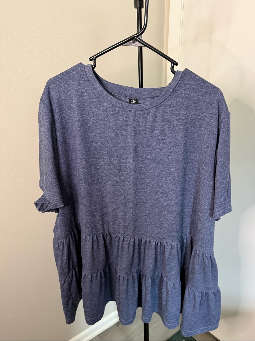 SHEIN Heather Navy Ruffled Tee - 4X